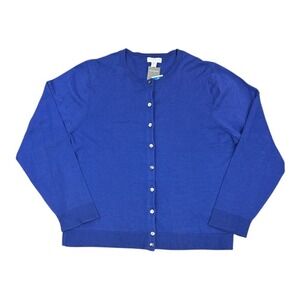 Charter Club Petite XL Cardigan Sweater New Cerulean Blue Silk Blend Timeless